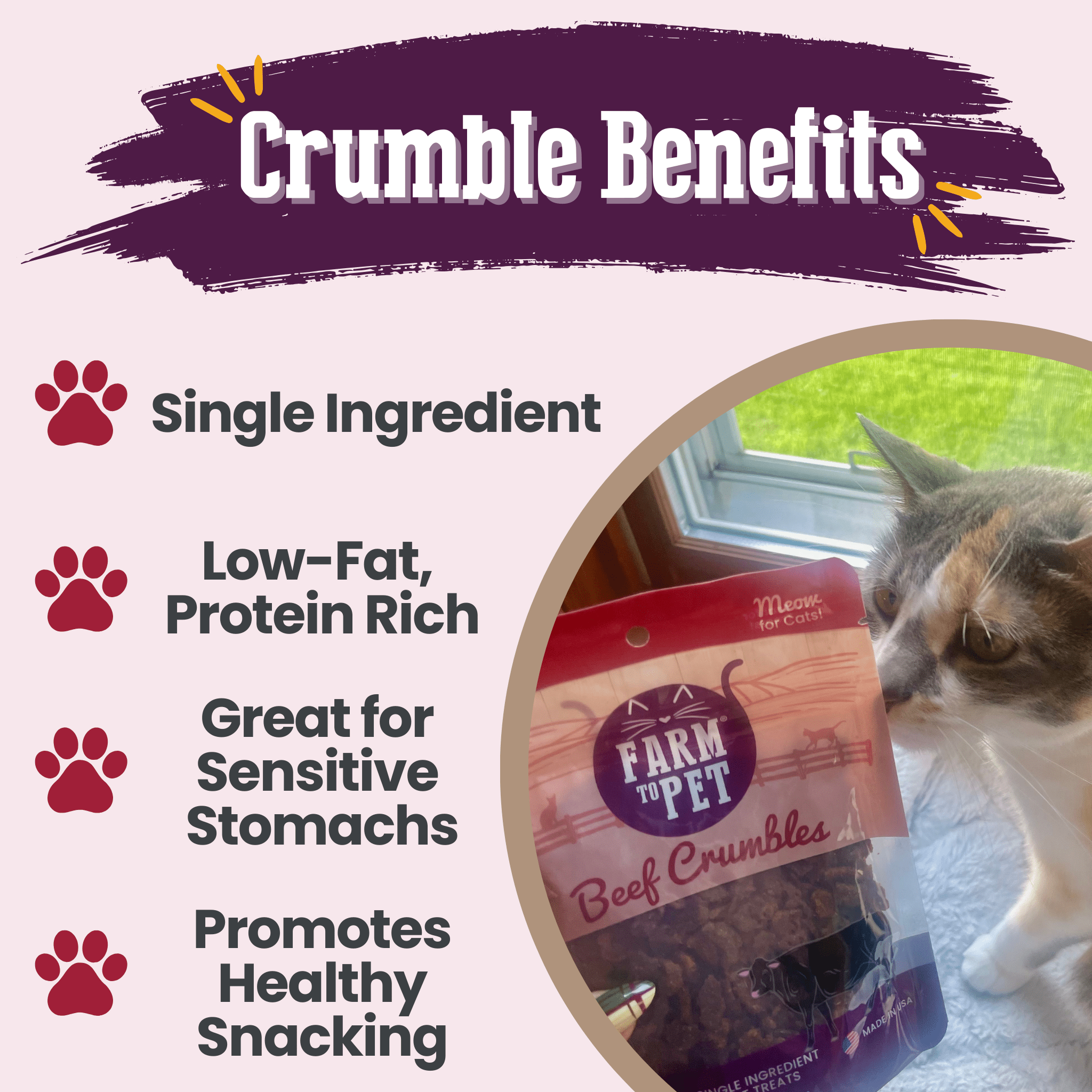 Beef Crumble Treats for Cats | High Protein | Farm to Pet
