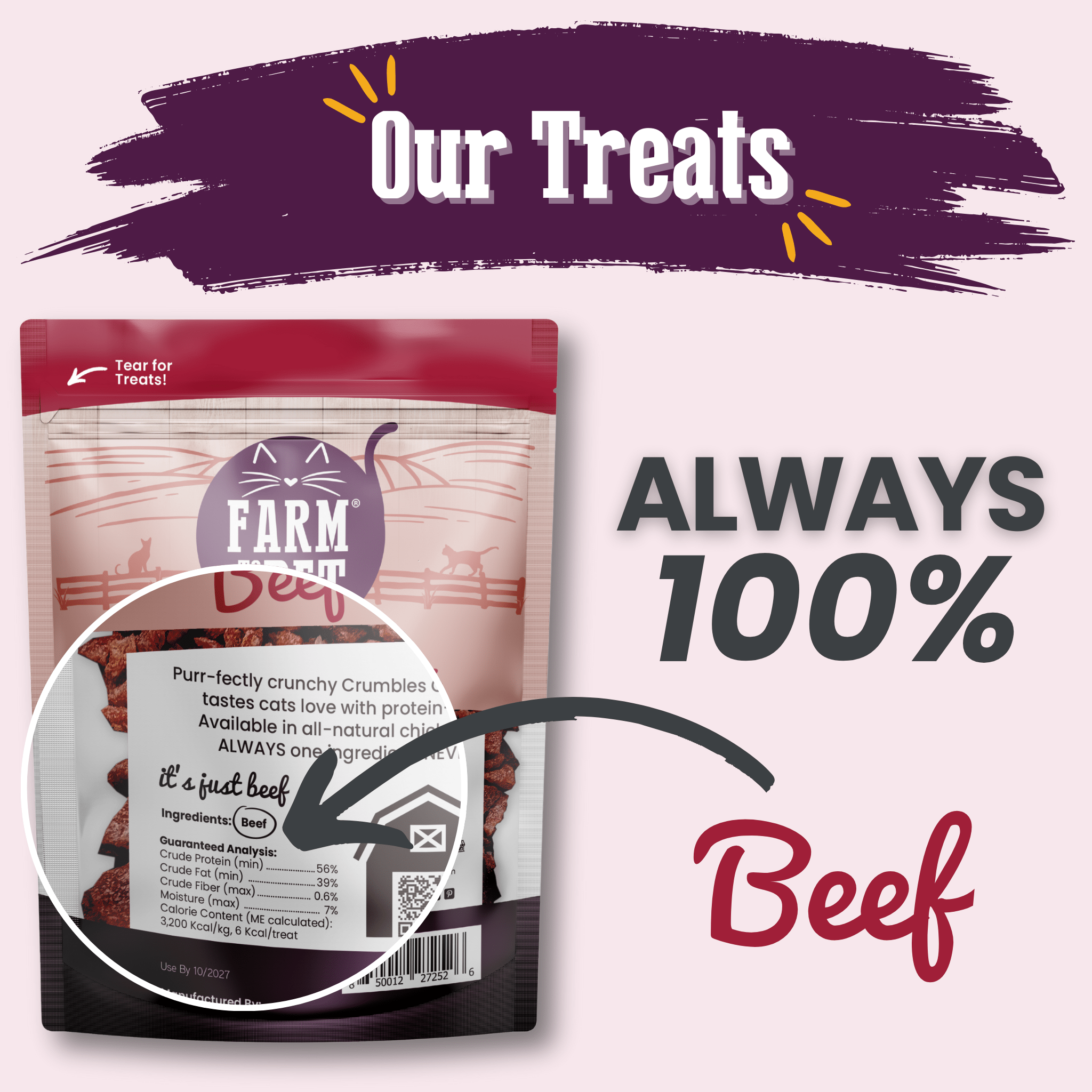 Beef Crumble Treats for Cats | High Protein | Farm to Pet