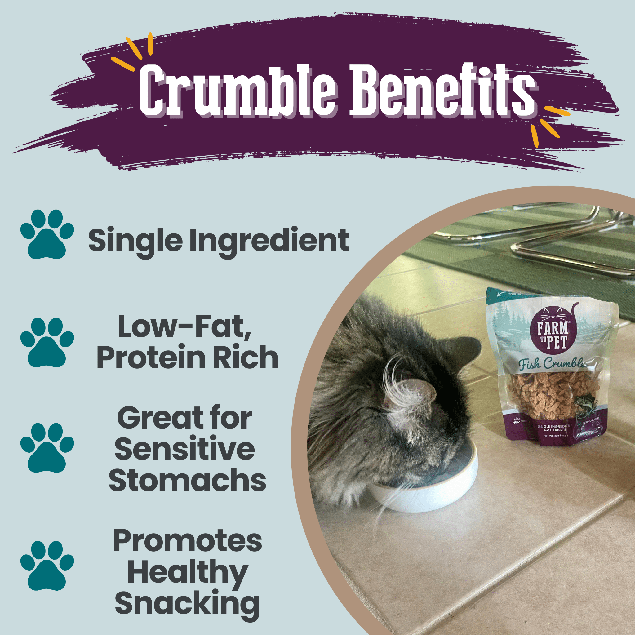 Fish Crumbles for Cats | All-Natural | Farm to Pet