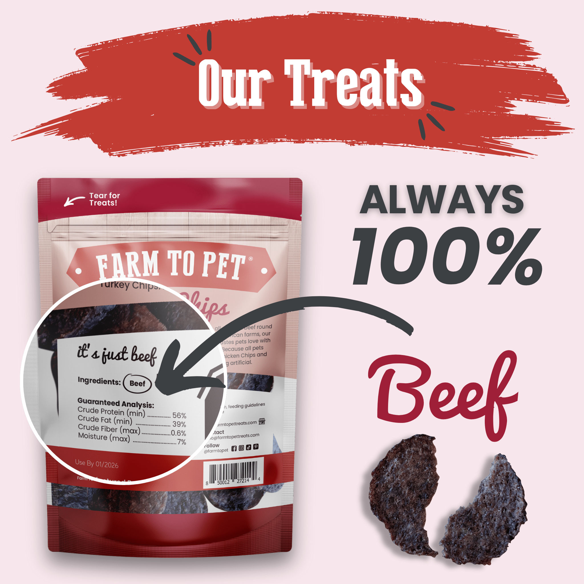 Beef Chips Dog Treats | Single-Ingredient | Farm to Pet
