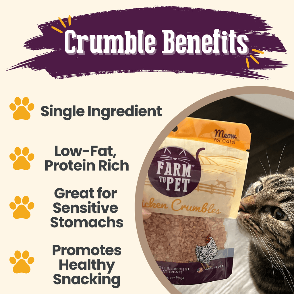 Chicken Crumbles Cat Treats | Single-Ingredient Treats | Farm to Pet