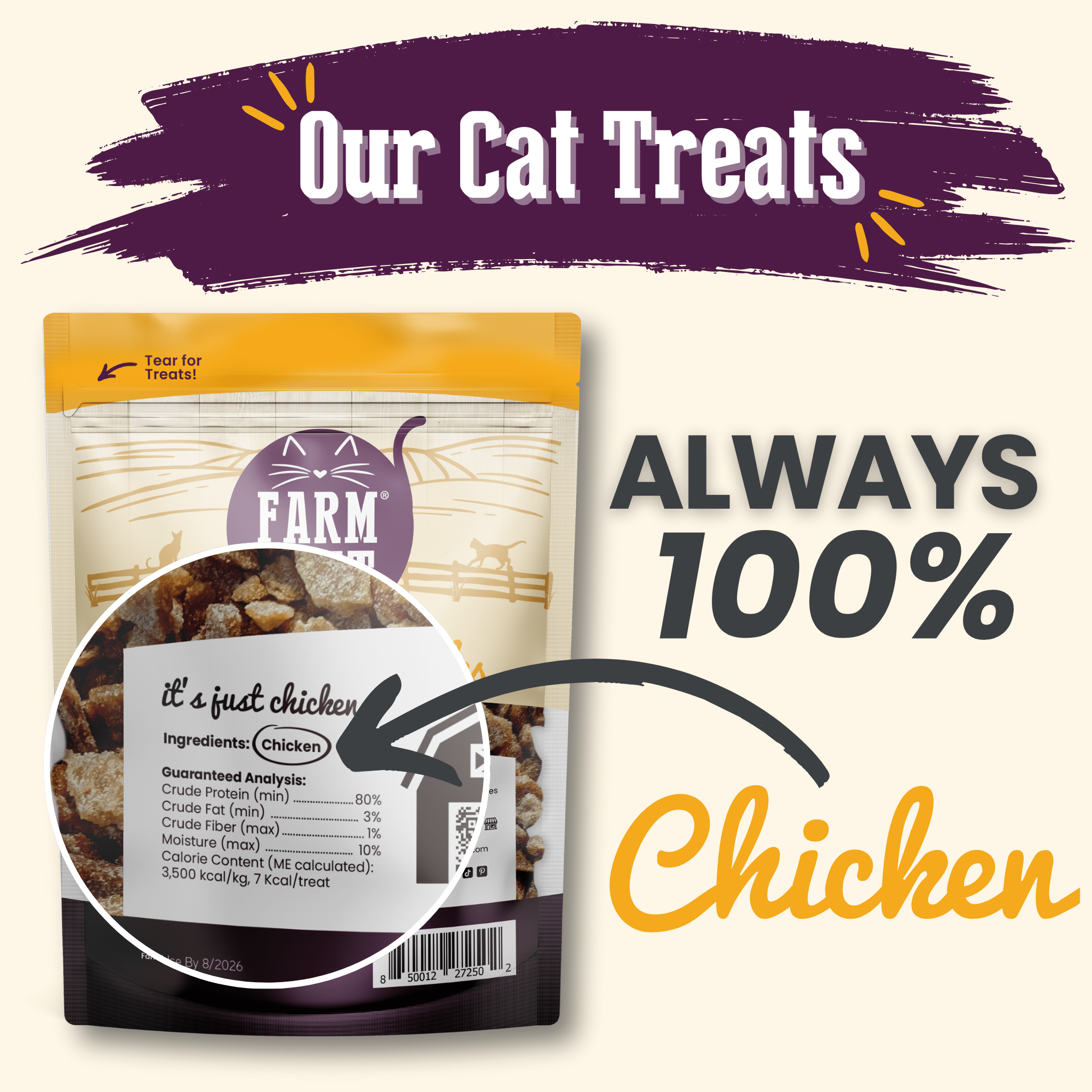 Chicken Crumbles Cat Treats | Single-Ingredient Treats | Farm to Pet