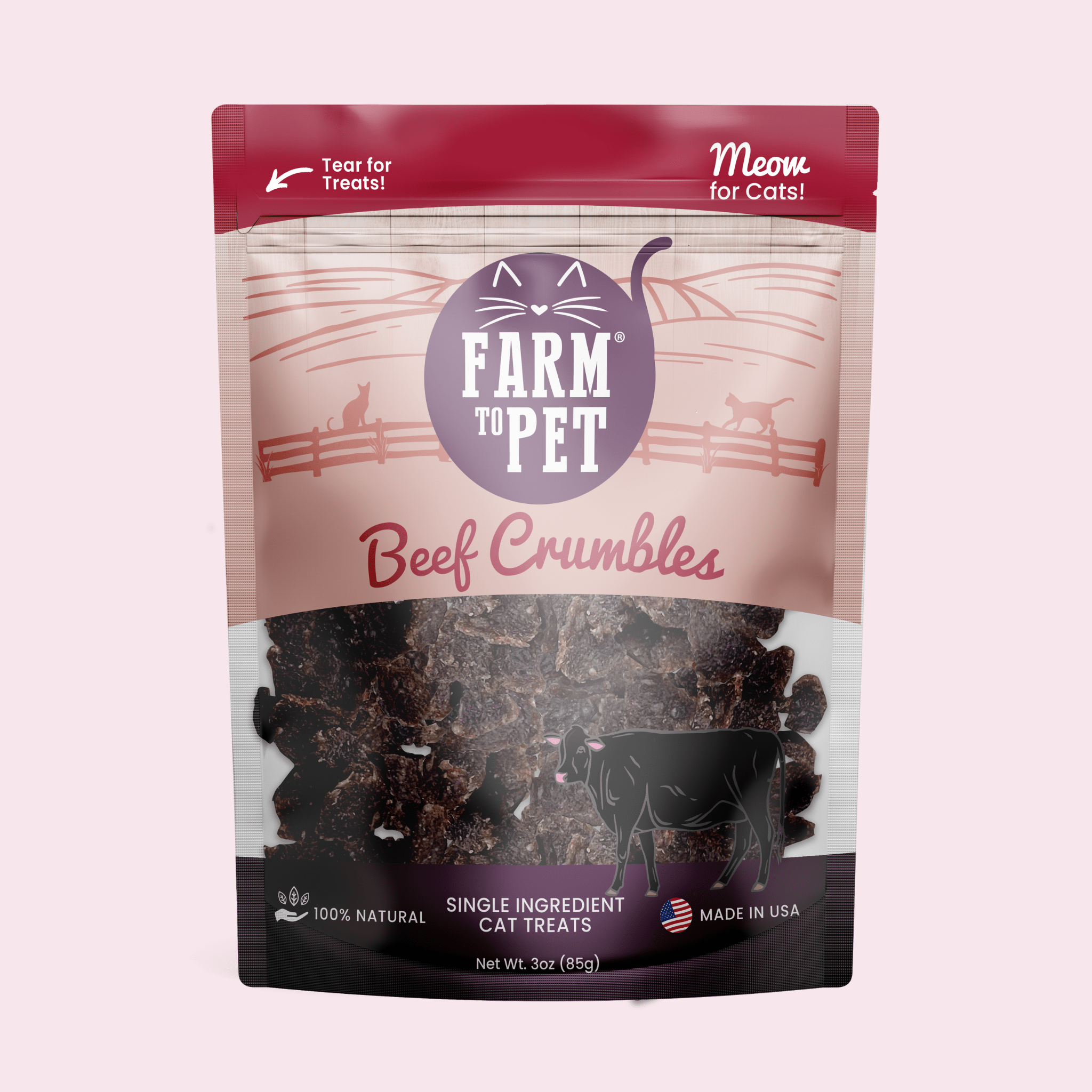 Beef Crumble Treats for Cats | High Protein | Farm to Pet