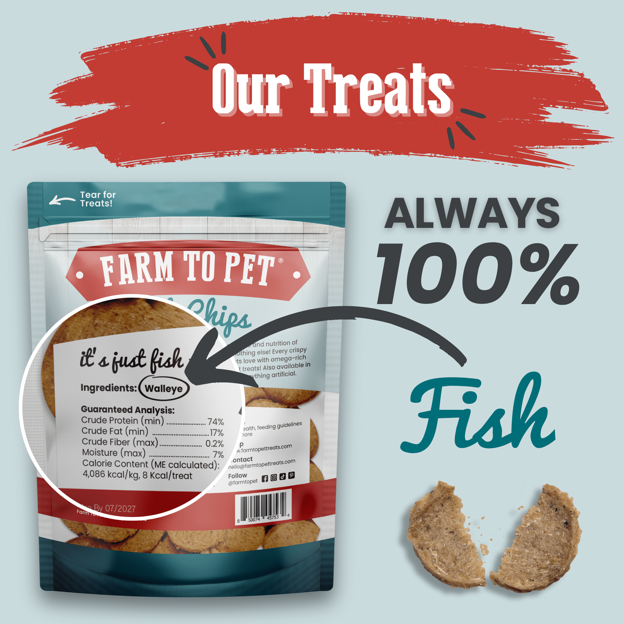 Fish Chips for Dogs | Wild-Caught Fish | Farm to Pet