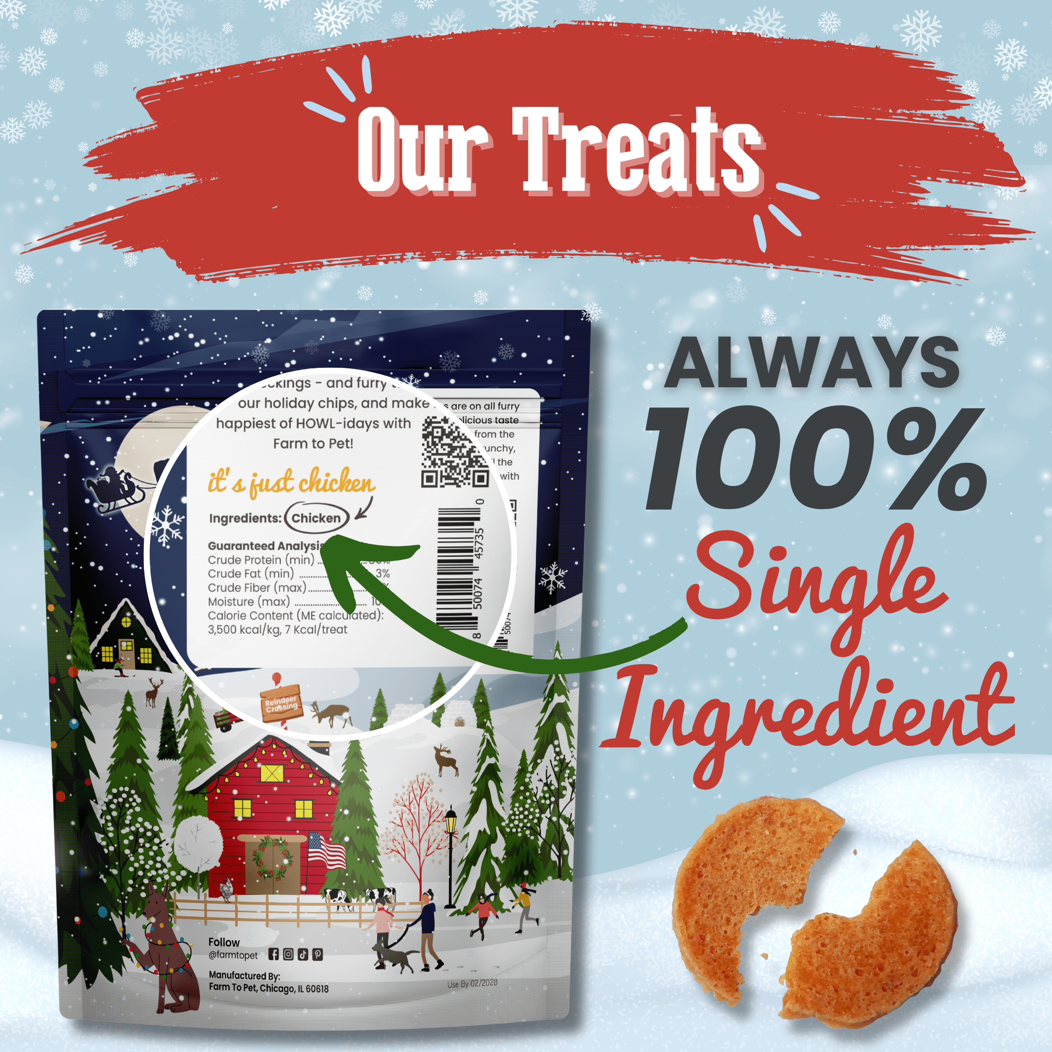 Healthy Holiday Treat Chips | Chicken & Turkey | Farm to Pet