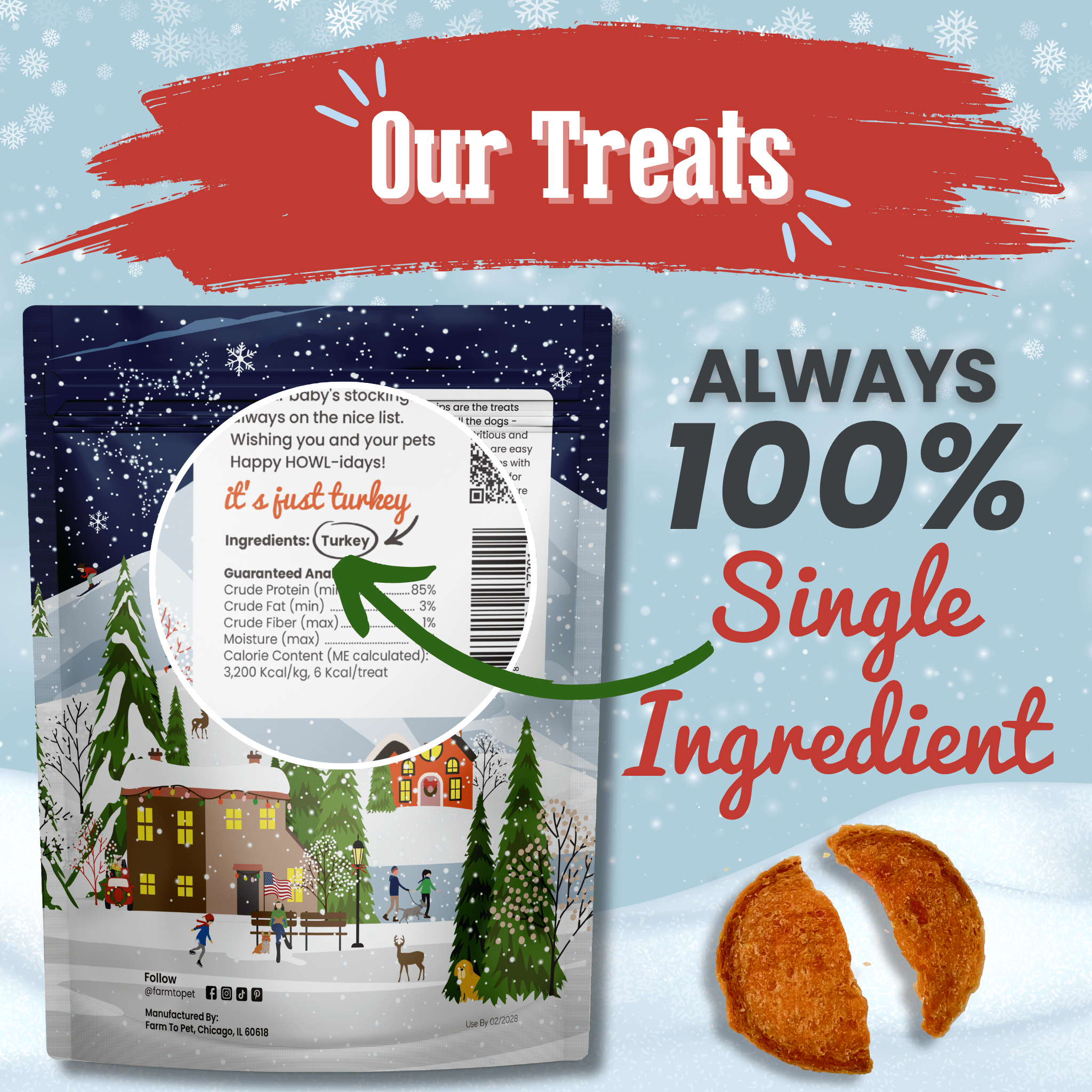 Healthy Holiday Treat Chips | Chicken & Turkey | Farm to Pet