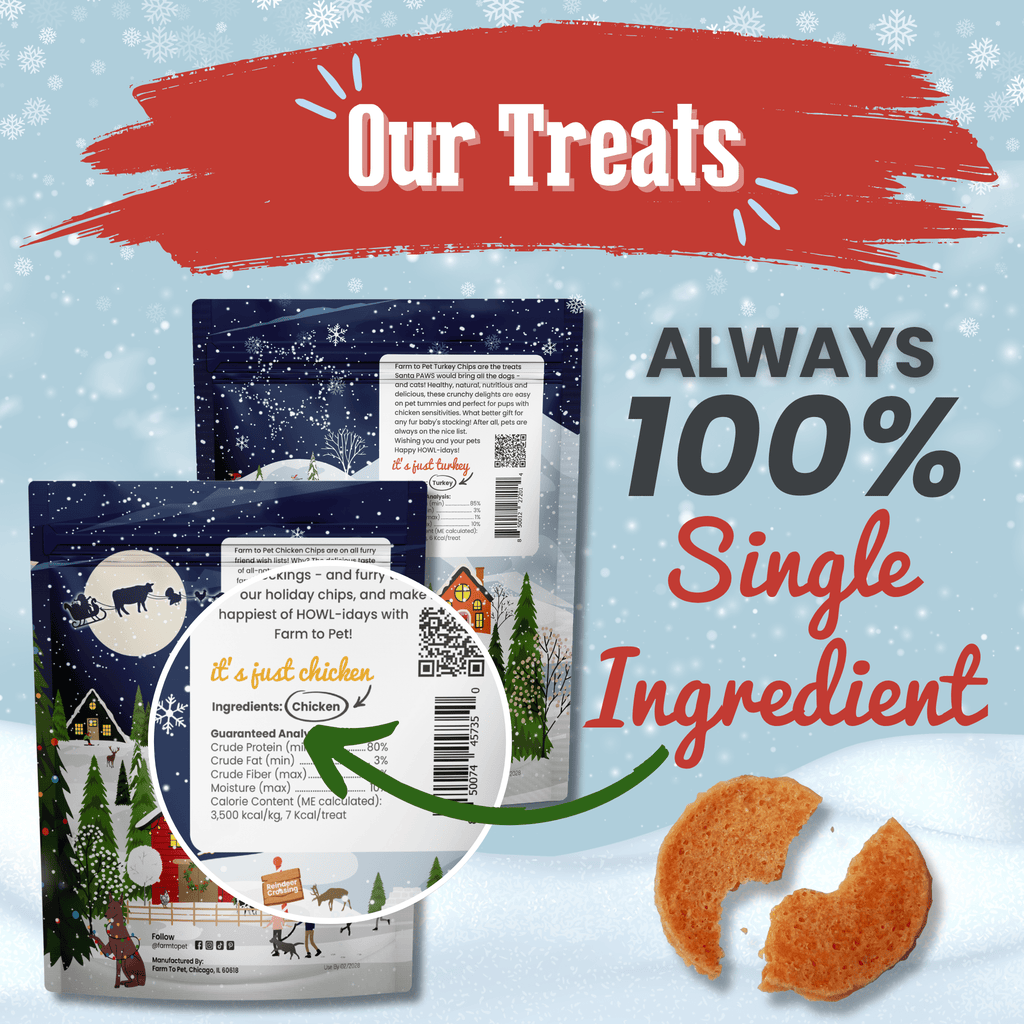 Healthy Holiday Treat Chips | Chicken & Turkey | Farm to Pet