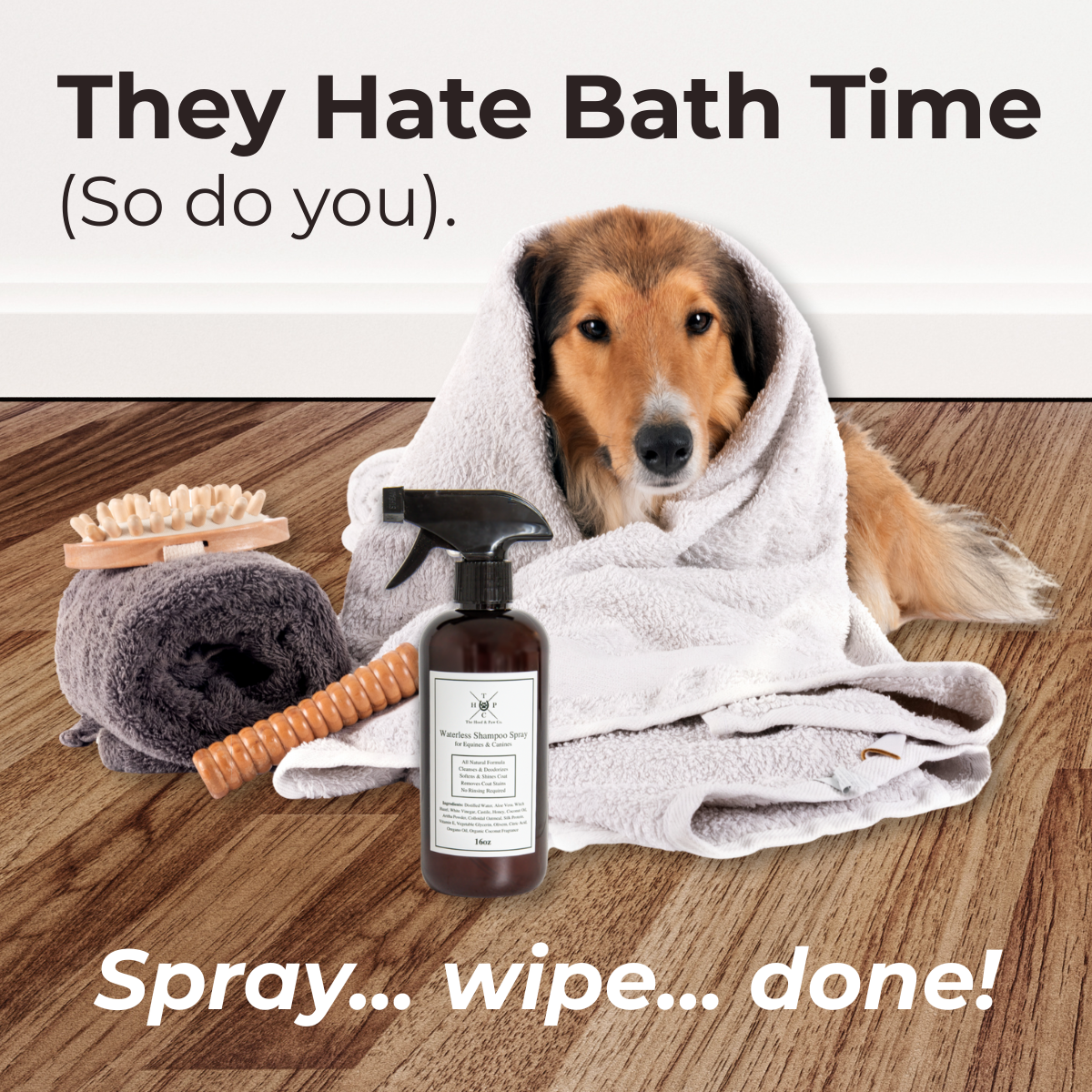 Waterless Shampoo Spray for Dogs & Horses - 16oz - Brought to you by Hoof & Paw Co.