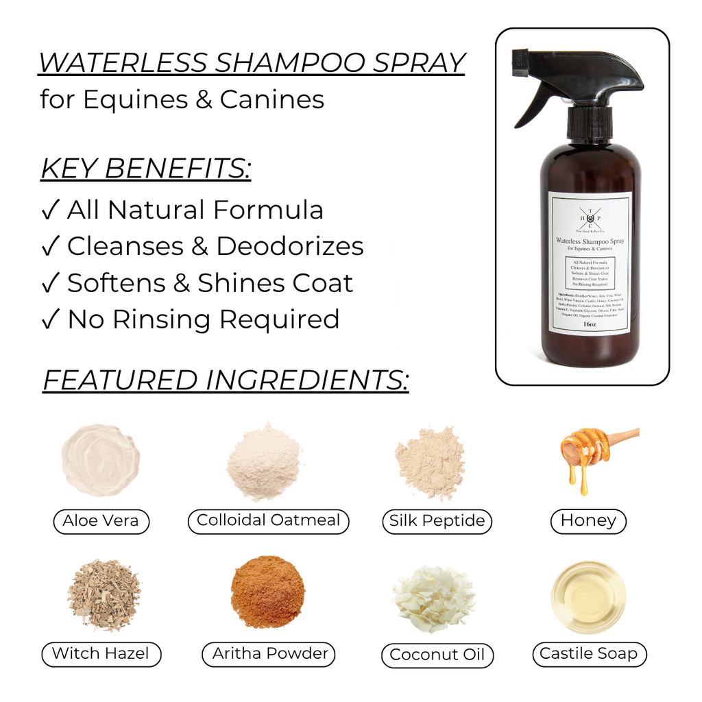 Waterless Shampoo Spray for Dogs & Horses - 16oz - Brought to you by Hoof & Paw Co.